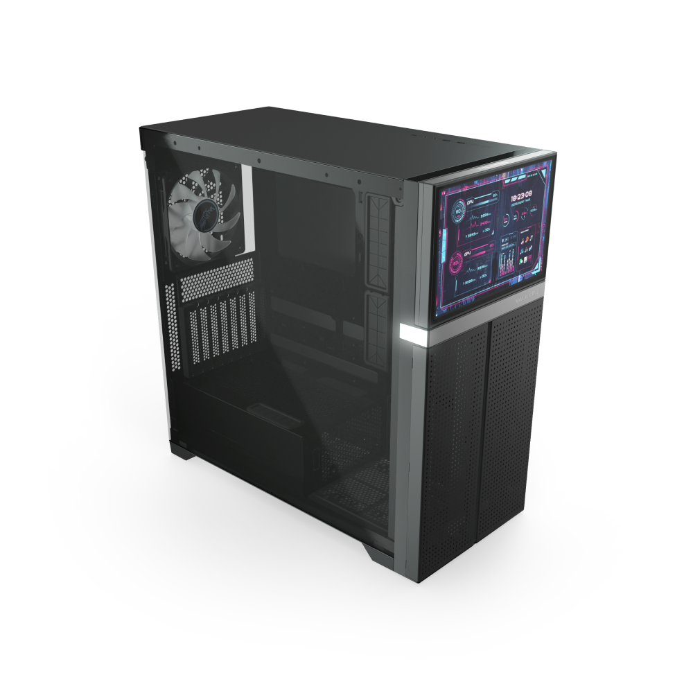 VK-02 Mid Tower ATX PC Case with LCD Screen