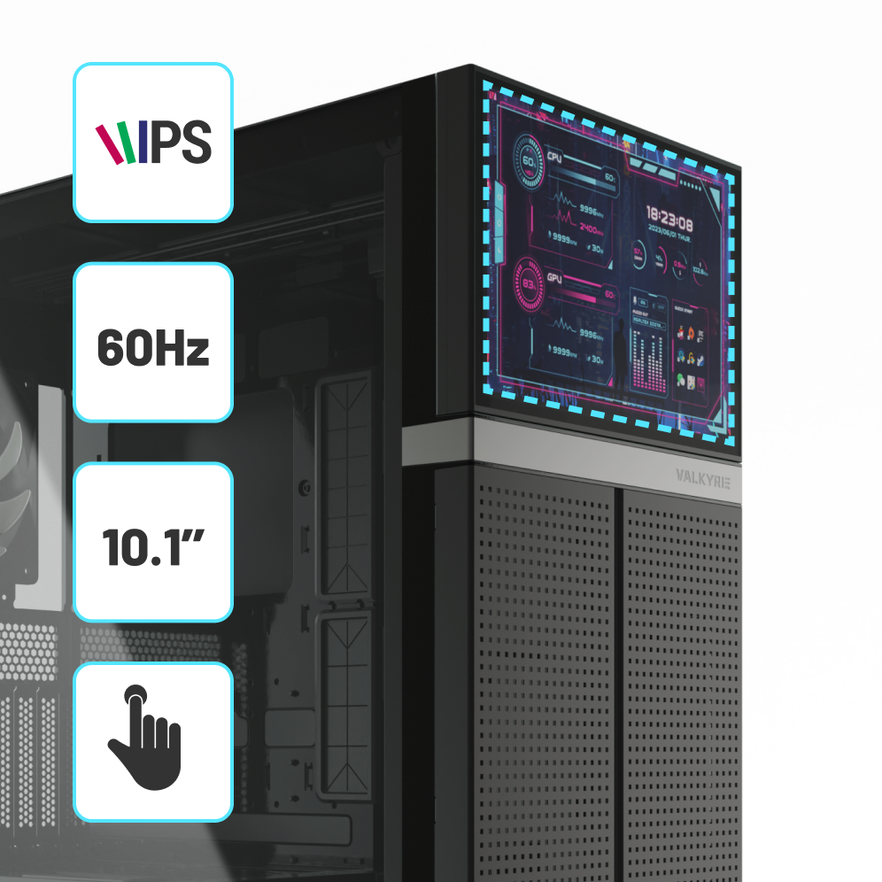 VK-02 Mid Tower ATX PC Case with LCD Screen